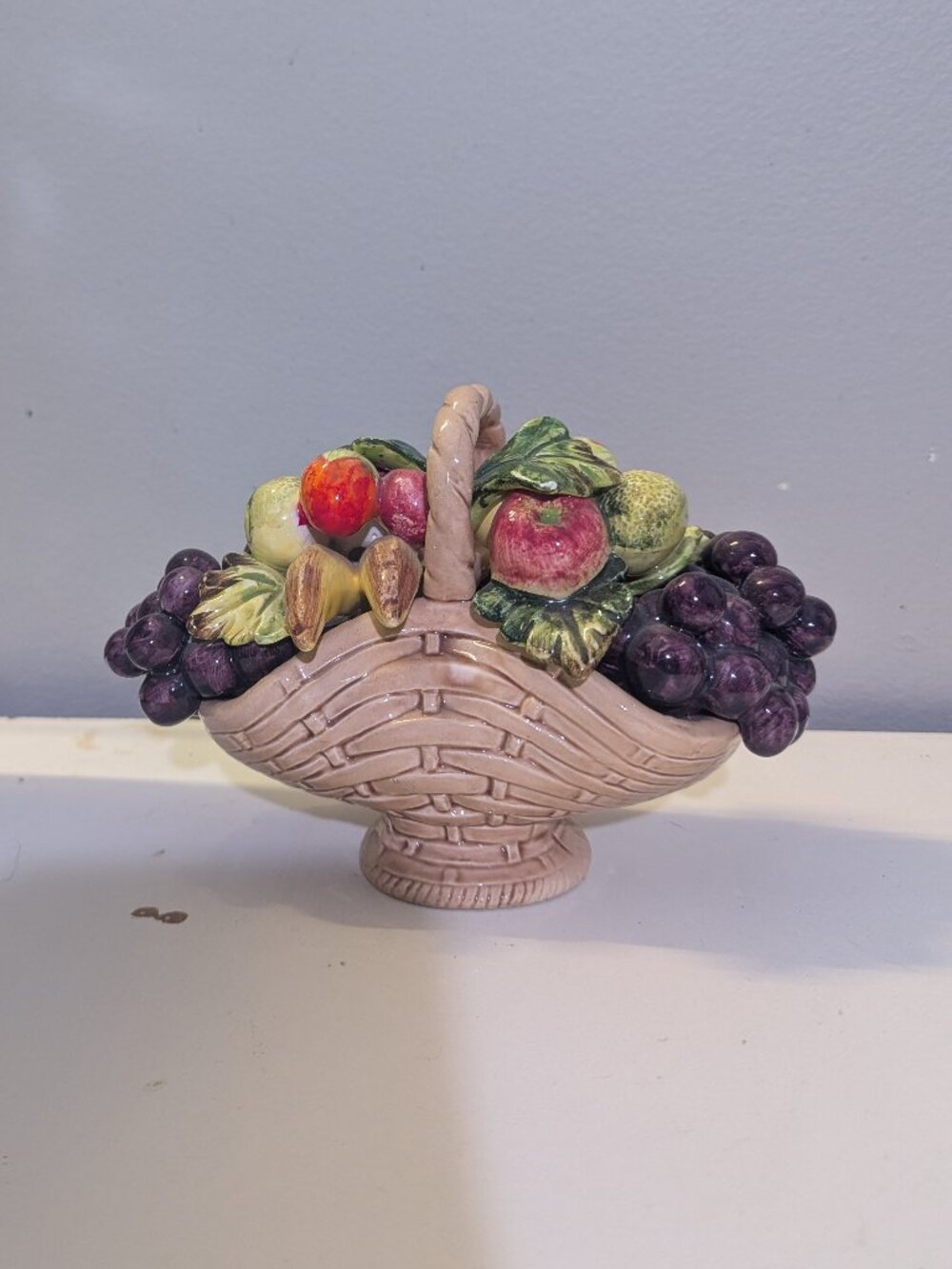 Vintage Mid-Century "Sorrento" Ceramic Fruit Basket Figurine by Arnart Creations